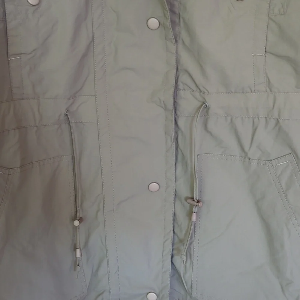 Woman Within Fleece Lined Hooded Jacket MEDIUM 14/16 Tan FLAW Discoloration